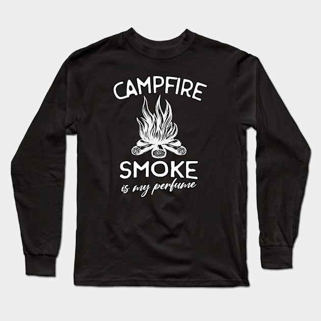 Campfire Smoke funny Outdoor Camper Gift Long Sleeve T-Shirt by Foxxy Merch